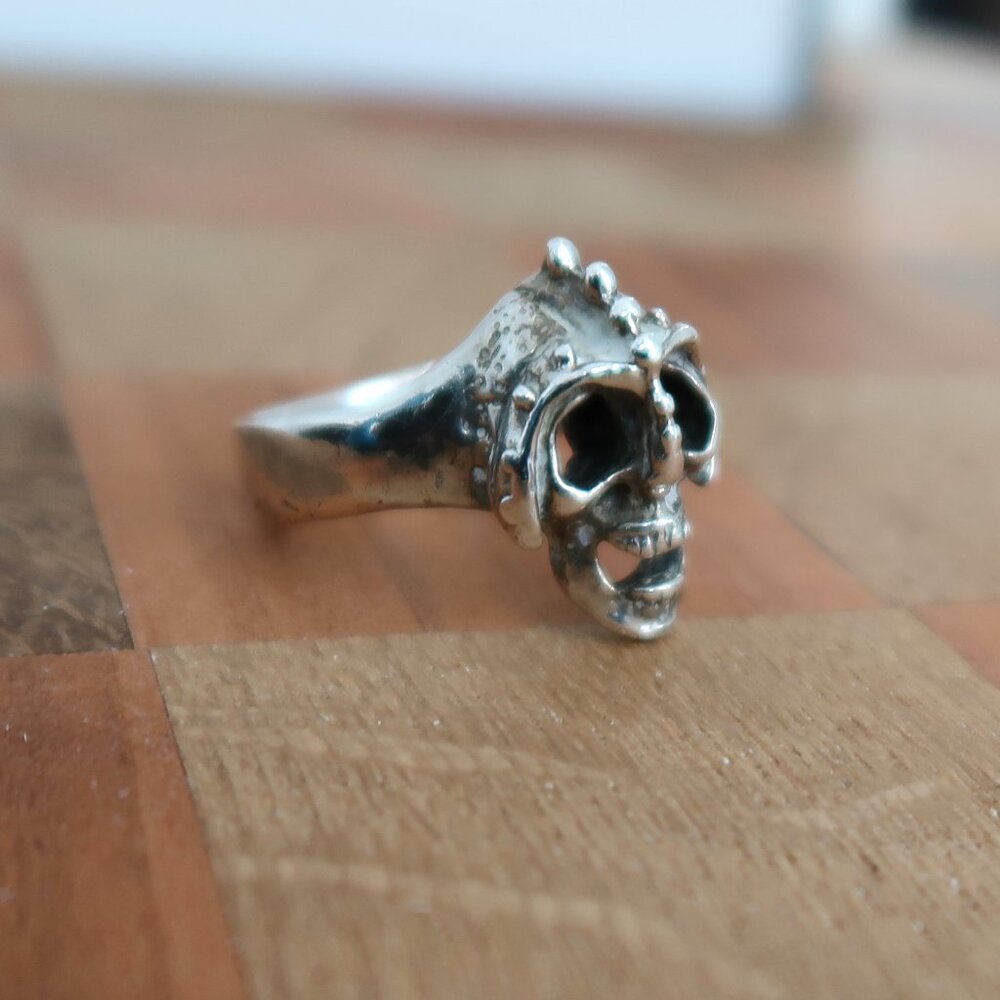 Men's Sterling Silver Screaming Skull Ring Sz 11.25 - Marked 925 Biker Goth